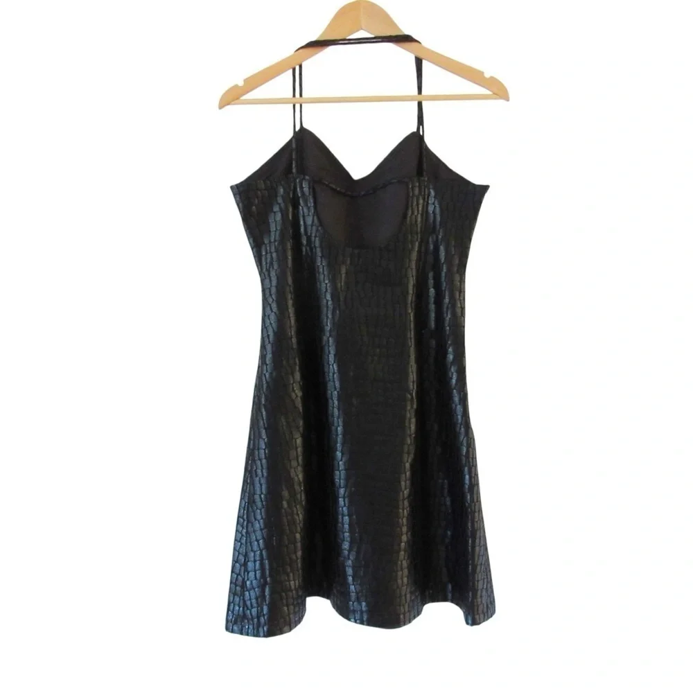 Vivienne Hu New York Black Snakeskin Python Dress 10 Sleeveless Cocktail Witchy